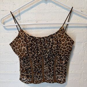 90s Y2K Leopard Print Cropped Corset Top from Princess Polly XS